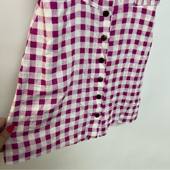 New Zara Hot Pink Gingham Checkered Dress Playsuit Romper White Plaid Small - Picture 11 of 11